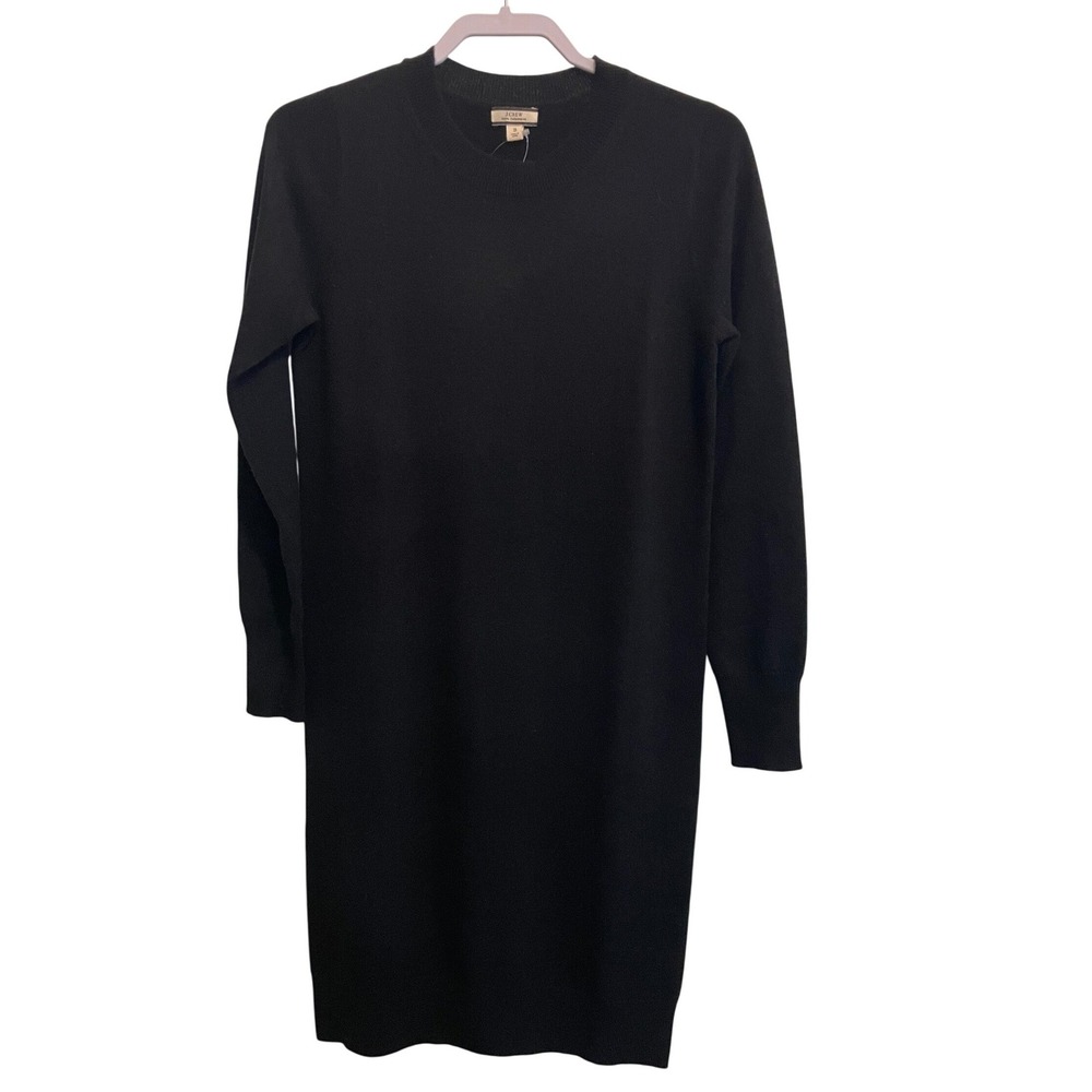J.Crew Everyday 100%‎ Cashmere Sweater Dress Black Long Sleeves Size S NWT